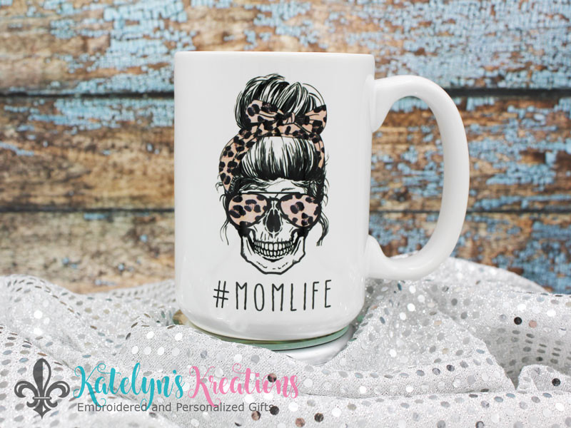 Leopard Print Mom Life - 15oz Ceramic Coffee Mug