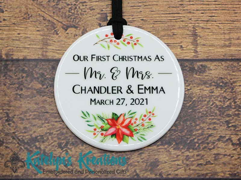 Our First Christmas As Mr. and Mrs. - Personalized Ceramic Ornament