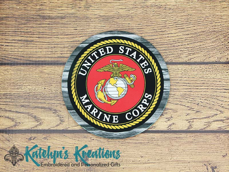 Marine Corps Black Woodgrain Ceramic Coasters - Set of 4