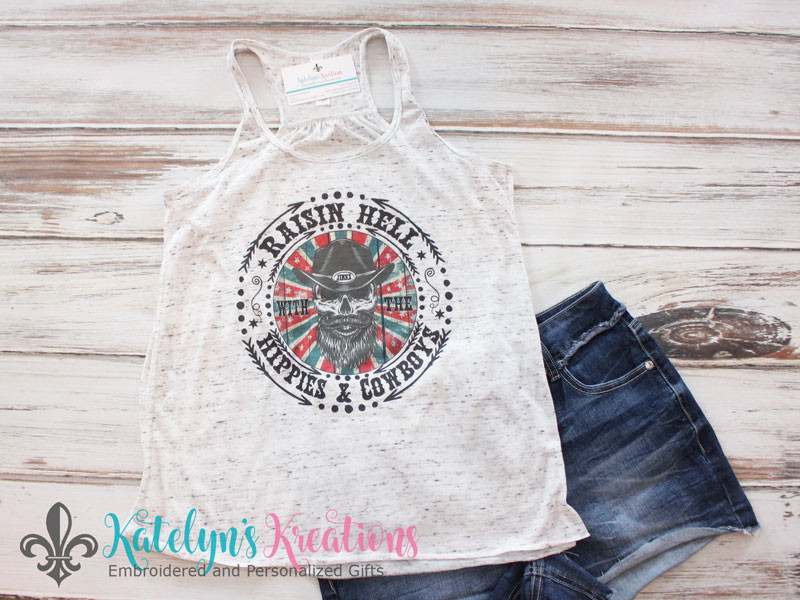 Raisin Hell Hippies & Cowboys - Flowy Racerback Women's Tank