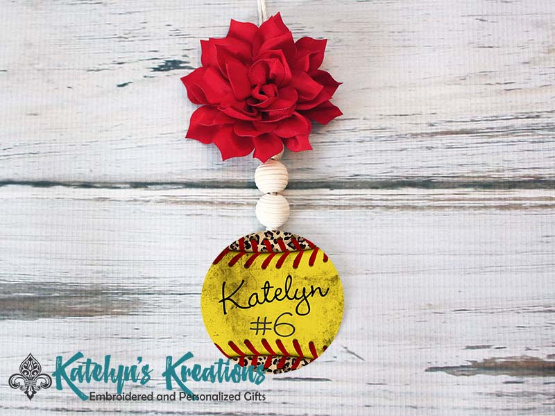 Softball Personalized Car Charm