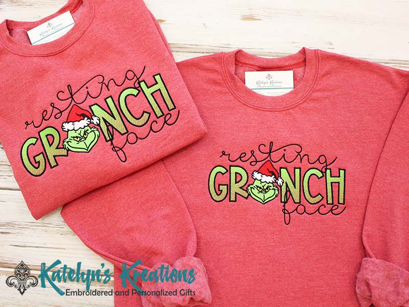 Resting Face Christmas Embroidery Sweatshirt