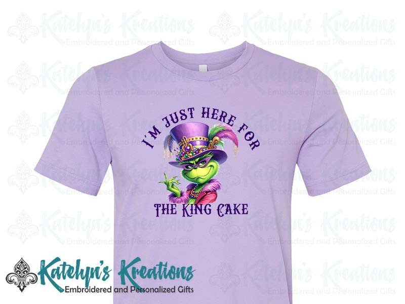 I'm Just Here for the King Cake - Jersey Short Sleeve Tee - Dark Lavender