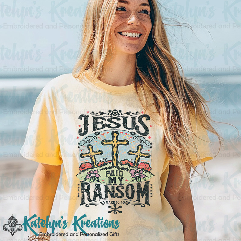 Jesus Paid My Ransom Mark 10:45 - Unisex Short Sleeve Tee - Butter