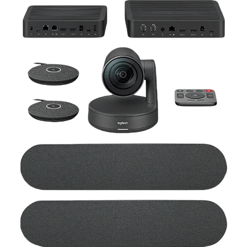 Logitech Rally Plus Ultra-HD Conference Room Equipment with Dual-Speakers and Mic Pods Set
