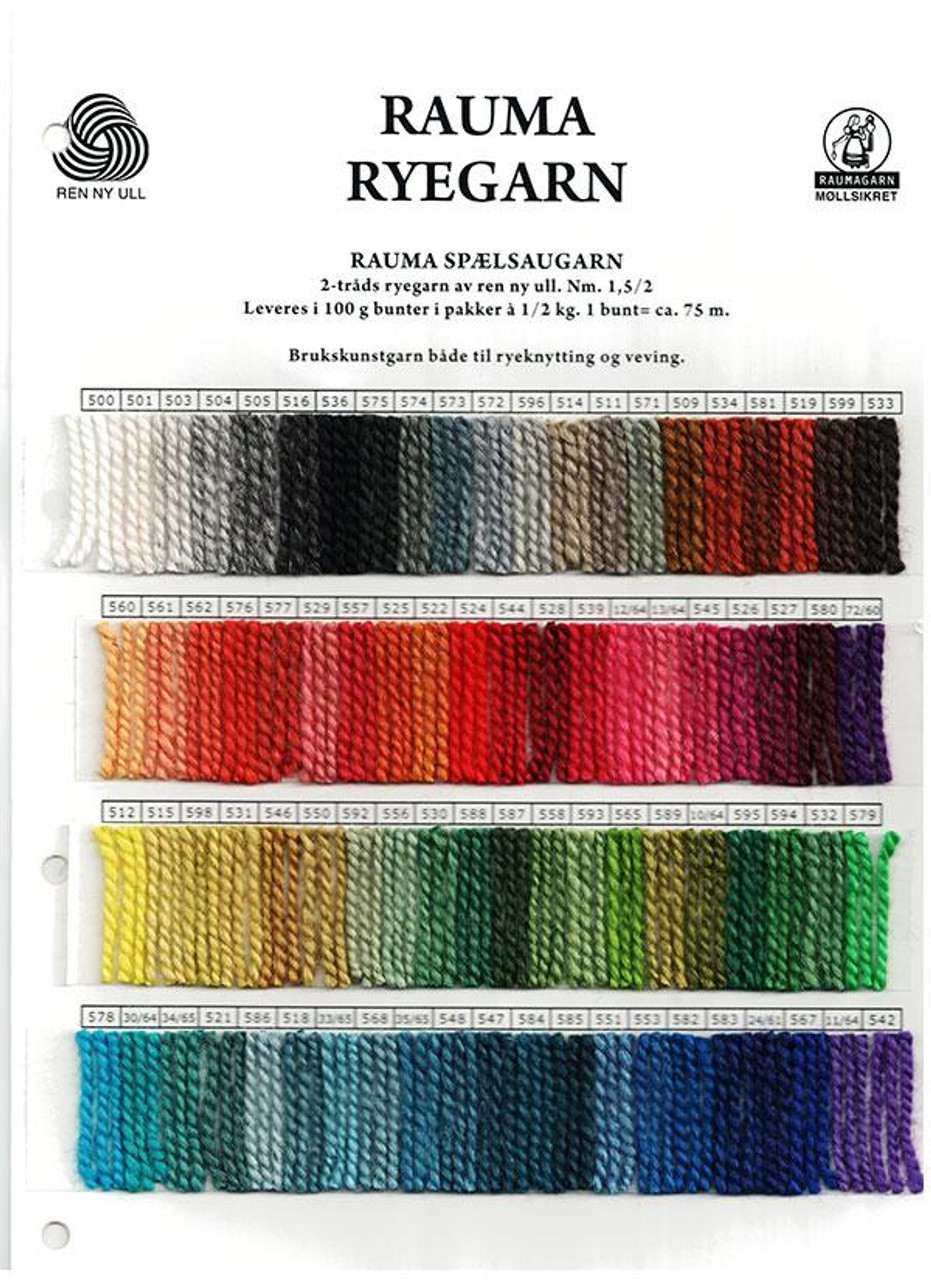 Rauma Ryegarn Norwegian Rug Yarn Color Card