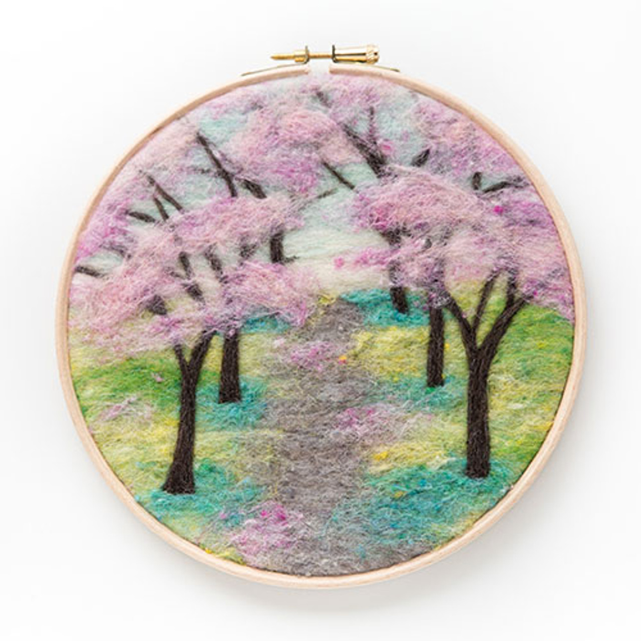 Peach Blossom & 2 Cats Needle Painting Hand Embroidery Kit 8