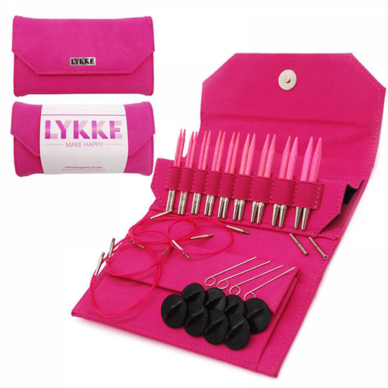 LYKKE Blush 3.5" Interchangeable Knitting Needle Set Fuchsia Denim