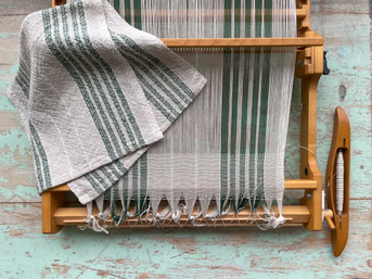 Weaving with 6/2 Cotton on a Rigid Heddle Loom, Plus Hemming A Dish Towel