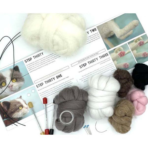 100% Wool Felting Kits, Felt Cats, DIY Felting Kits, Craft Kits