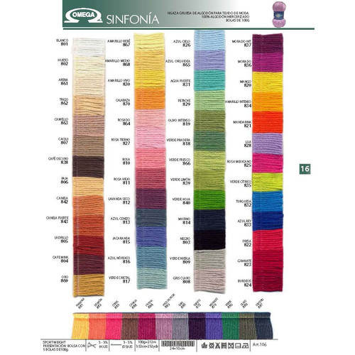 Omega Sinfonia Cotton Color Card