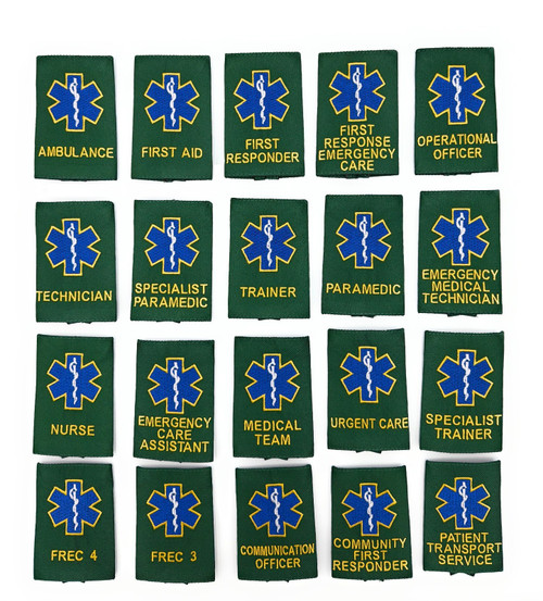 Medical epaulettes Healthcare Sliders On Green  AMBULANCE FIRST REPONDER NURSE