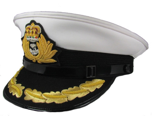 Royal Navy ,Officer Cap Captain ,RN Badge,1 Row Gold Peak Cotton Twill Top R1742