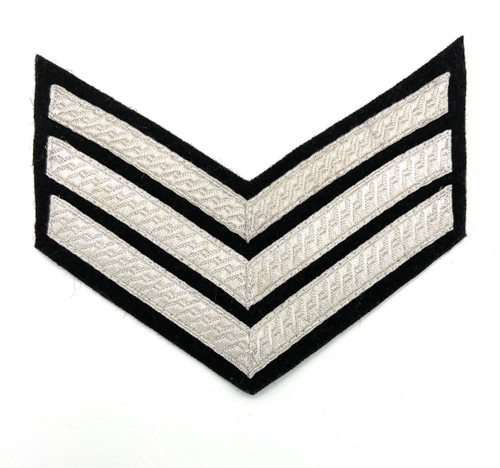 CHEVRON SERGEANT STRIPES Silver Black  150mm 3 Bars WIDE R885