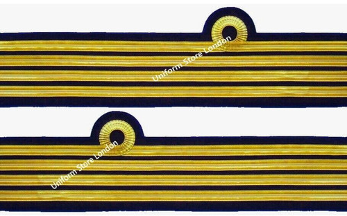Cuff Rank Sleeve 1Curl 3 Bars Gold wire For Captain Sold Pair R306