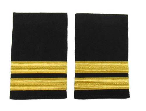 Epaulette,Rank Bars,Slip On Gold 2 x 1/2'' Bar on Balck