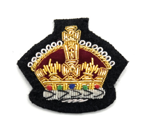 Badge King's Crown Gold on Black 37mm R2029