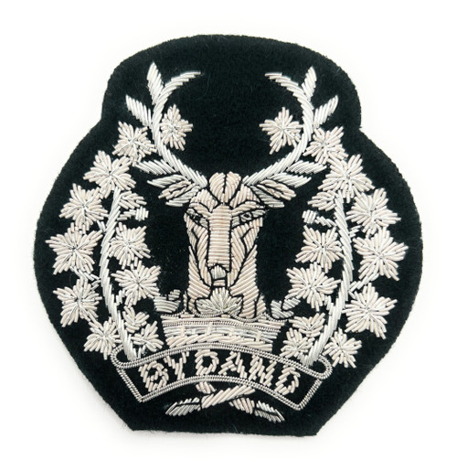 Badge  Gordon Highlanders badge Silver On Dark Green