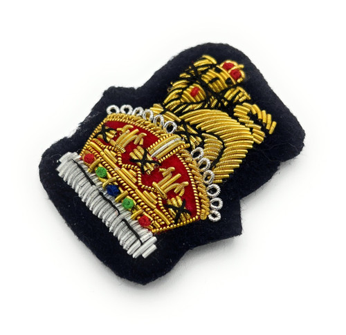 Staff Officer Beret Badge Kings Crown on Navy Blue