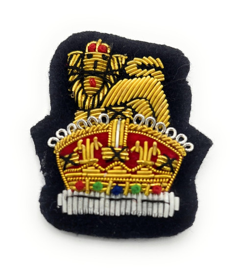 Staff Officer Beret Badge Kings Crown on Navy Blue