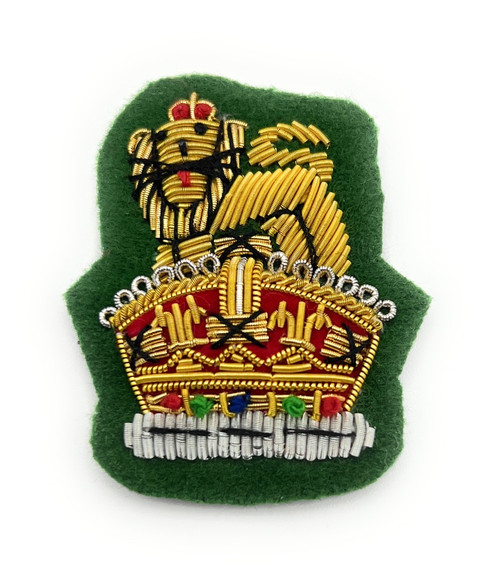Staff Officer Beret Badge Kings Crown on Green