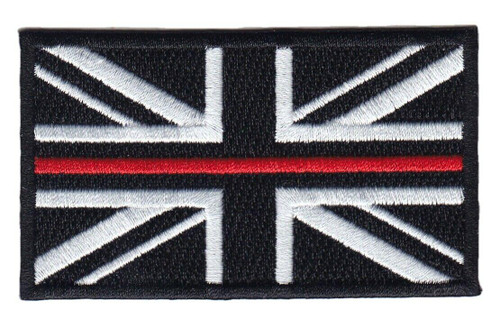 Fire Service Thin Red Line Union Jack Embroidered Patch-hook & Loop Backing 