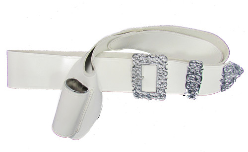 Flag Carrier,Belt Flag Holder, White Engraved Buckles Right Shoulder R815