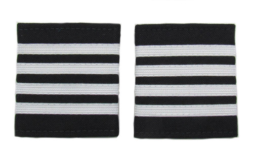 Pilot Captain, Silver Strips Epaulettes, Airline, Cabin Crew 4 Bars