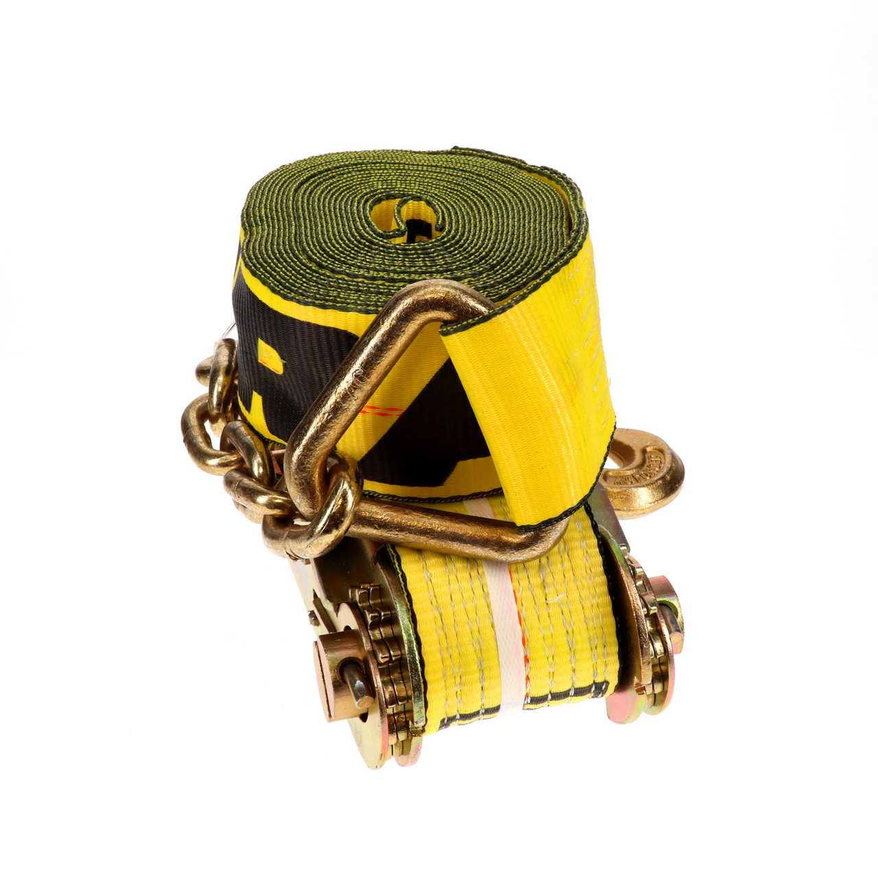 3″ x 30’ Ratchet Strap w/Chain Anchors & Long/Wide Handle