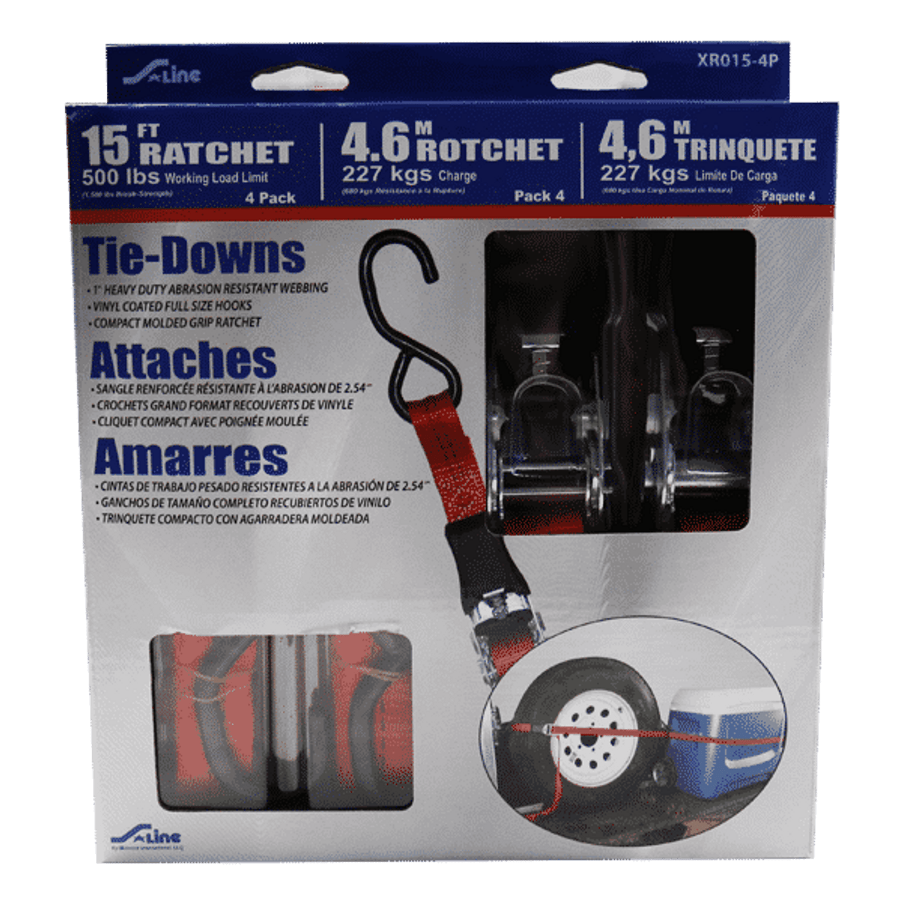 1” x 15’ Commercial Grade S-Hook Ratchet Tie-Down, 4 Pack 1” x 15’ Commercial Grade S-Hook Ratchet Tie-Down, 4 Pack