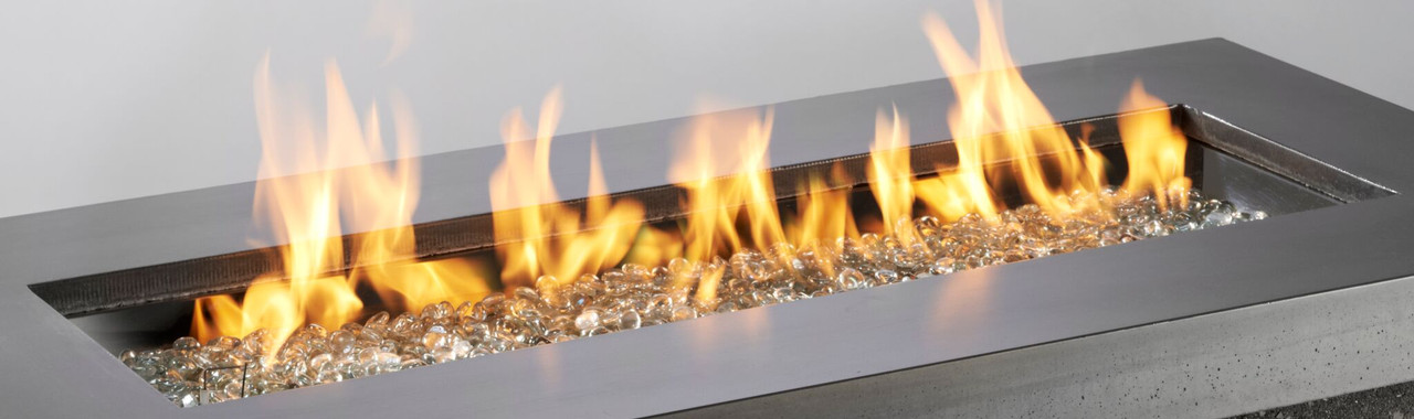 The Outdoor GreatRoom Rectangular Crystal Fire Stainless Steel Burner with  Glass Fire Gems, 12 by 42