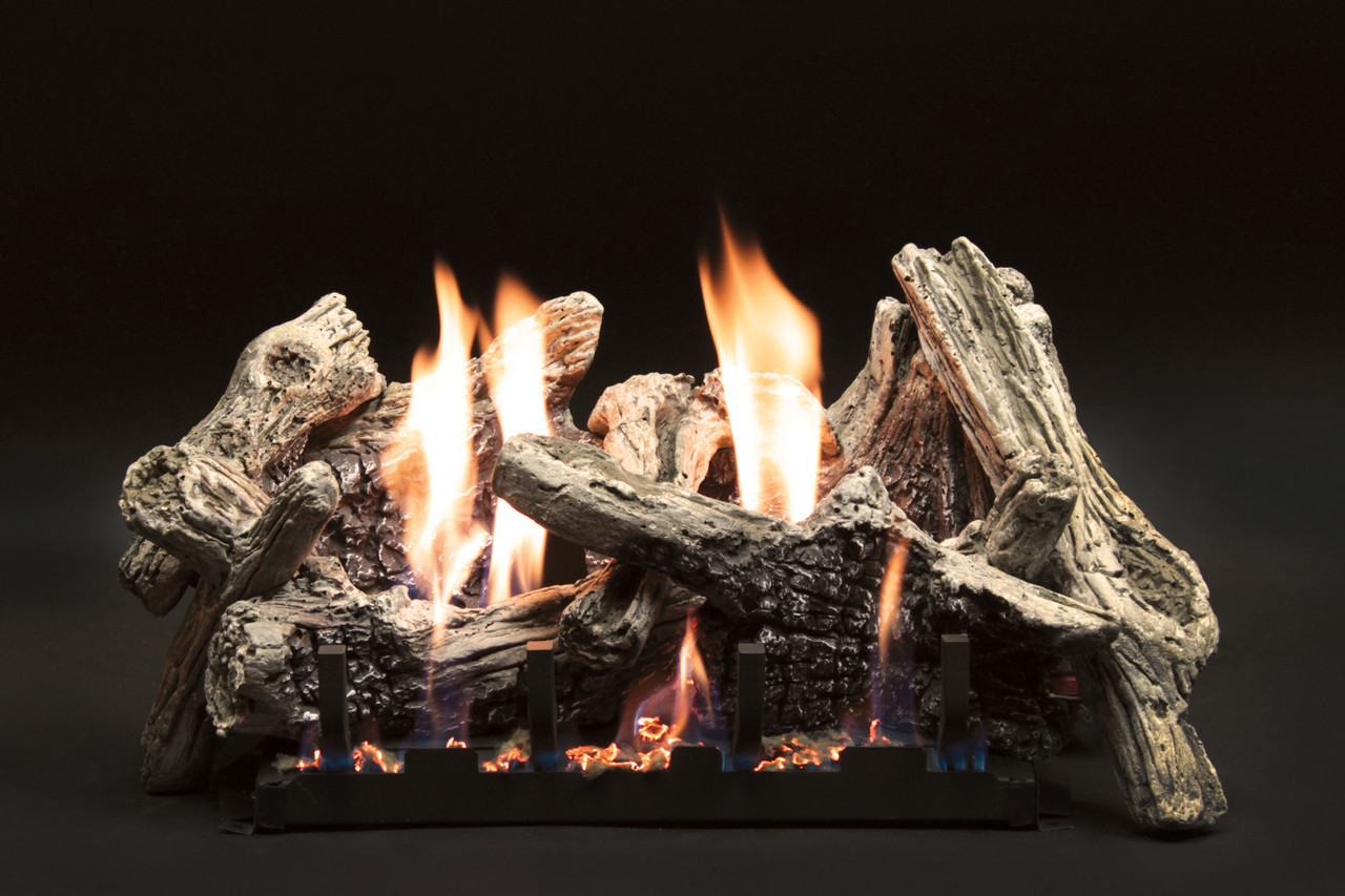 Empire Comfort Systems 18 Driftwood Burncrete Logset with IP VF Slope  Glaze Burner, LP - LS18CD + VFSE18P