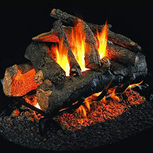 Peterson Real Fyre 30" American Oak Outdoor See-Thru Gas Log Set - AO-2-30_G45-2-30-SS