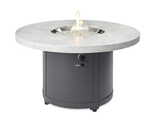 The Outdoor GreatRoom Beacon 30" Onyx Top Patio Fire Pit in White