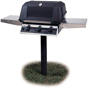 MHP WHRG4DD Hybrid Propane Gas Grill W/SearMagic Grids On In-Ground Post