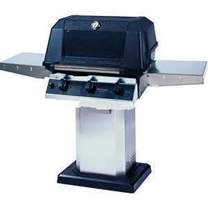 MHP WHRG4DD Hybrid Propane Gas Grill W/SearMagic Grids On Stainless Patio Base