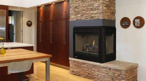 Superior 40" Direct Vent Right Corner Black Interior Electronic Fireplace -NG