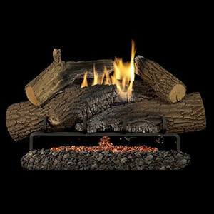 Superior Fireplaces 24-inch Rugged Stack Gas Log Set With Vent-free Natural Gas Triple Flame Burner - Electronic Ignition W/ Thermostatic Remote