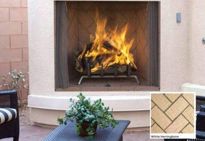Superior 36" Paneled Outdoor Wood Fireplace, Ivory Herringbone Brick Superior 36" Paneled Outdoor Wood Fireplace, Ivory Herringbone Brick