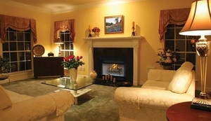 Superior 42" Radiant Wood Burning Fireplace w/Firebox and White Stacked Panels