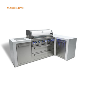 Mont Alpi 6-Burner 805 Deluxe Series Outdoor Kitchen Island with 90 Degree Corner Module - MAi805-D90 