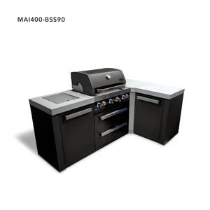 Mont Alpi 4-Burner Black Stainless-Steel Island with 90-Degree Corner - MAi400-BSS90 