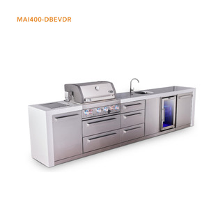 Mont Alpi 4-Burner Deluxe Series Outdoor Kitchen Island with Beverage Center & Extra Storage Drawer Slides - MAi400-DBEVDR 