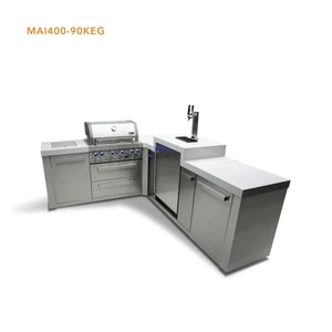 Mont Alpi 4-Burner Original Series Island with 90-Degree Corner & Kegerator - MAi400-90KEG 