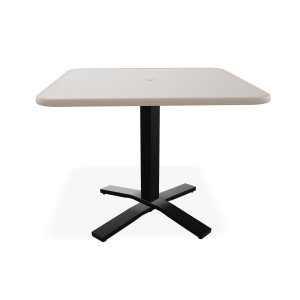 Telescope Dining Height 36" Square Aluminum Slat Top Table w/ Pedestal