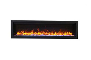 Amantii SYM-60-BESPOKE Symmetry Series Bespoke 60-Inch Built-in Electric Fireplace with Remote, Ice Media, Black Steel Surround