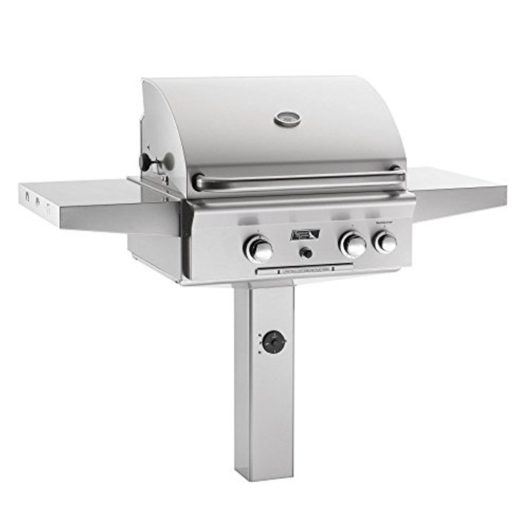 AOG T-Series 24" Natural Gas Grill On In-Ground Post With Rotisserie Burner