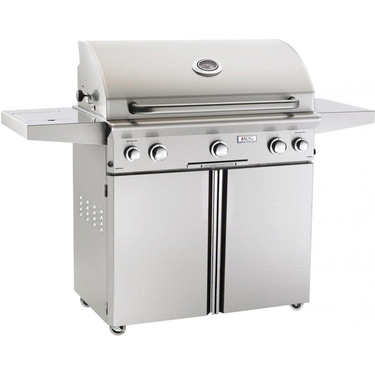 AOG 36NCL L-Series 36" Natural Gas Grill On Cart With Side Burner And Rotisserie Kit