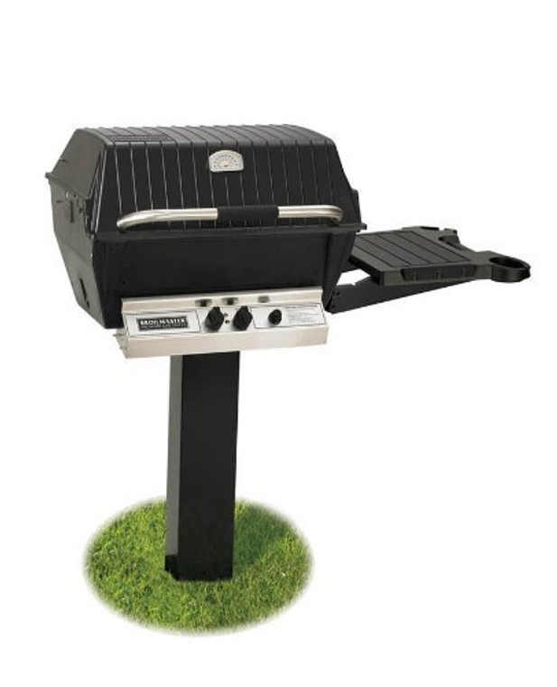 Broilmaster H4 Grill Package, Includes 2-Piece Black In-Ground and Side Shelf Post Natural Gas
