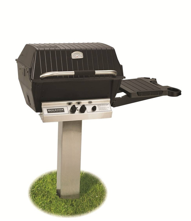 P3 Premium Grill Package 6, Stainless In-Ground Post, one Side Shelf with Stainless Bracket, Natural